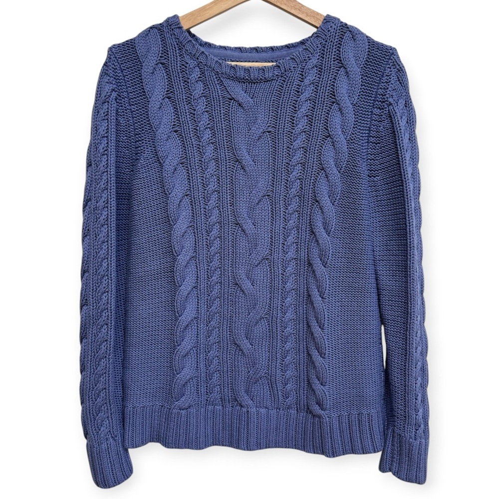 LL Bean 100% Cotton Double L Cable Knit Sweater